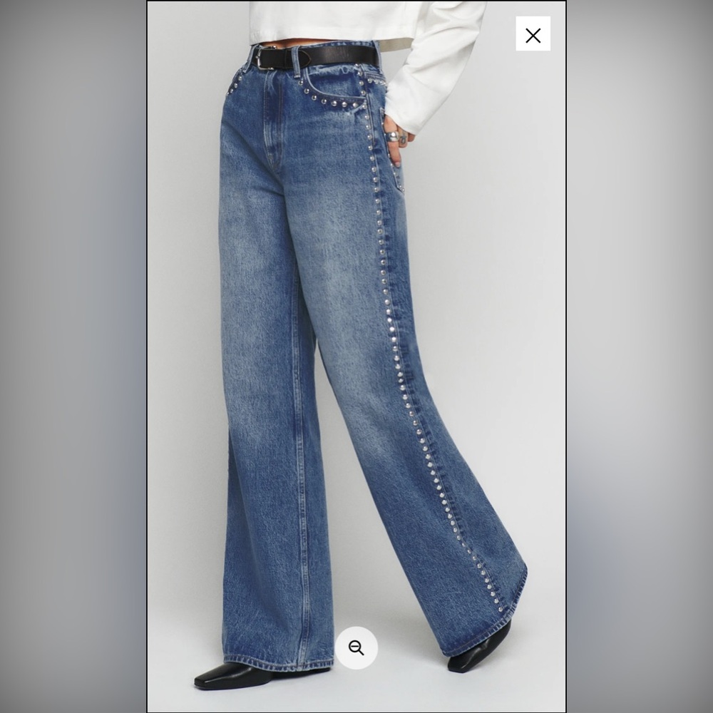 Reformation Cary High Rise Wide Leg Jeans, size 28